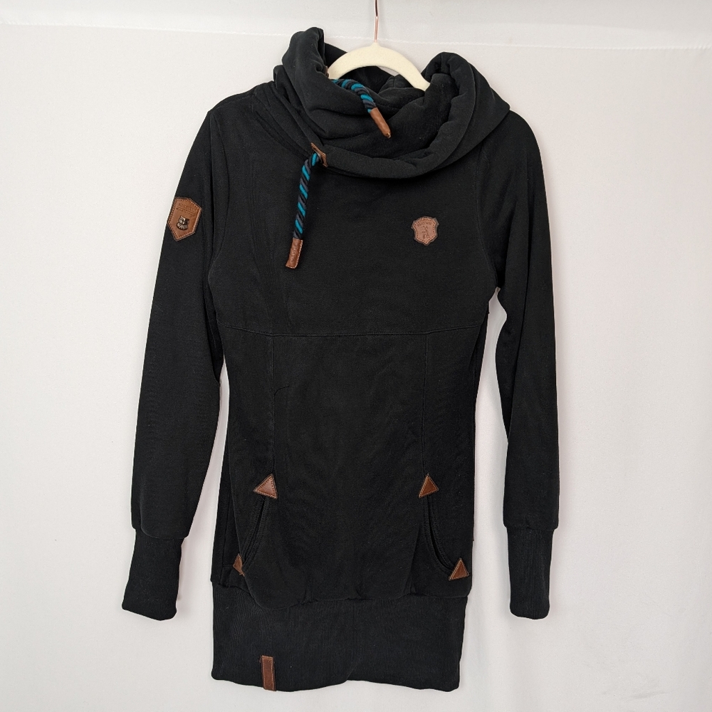 Naketano S Allroundtalent Long Tunic Hoodie Sweatshirt Pullover Brave New World